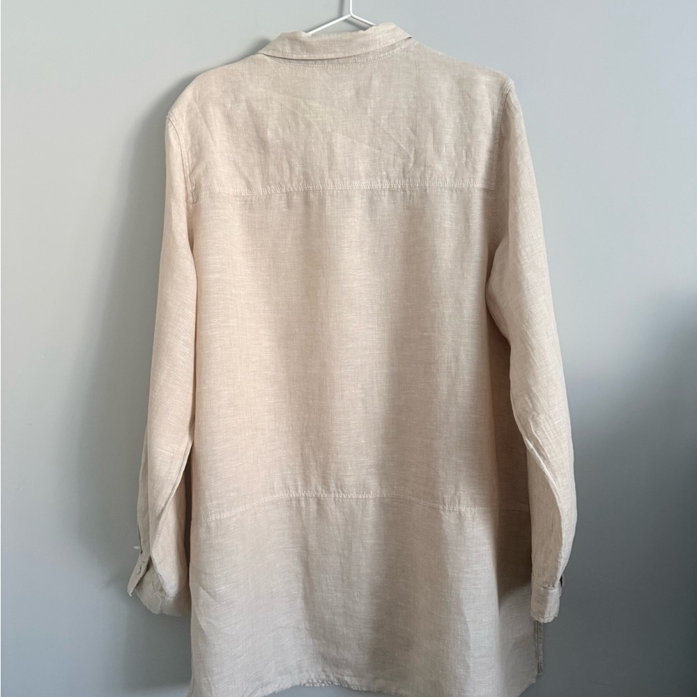 Tahari Light Beige/Tan Linen Tunic Shirt / beach dress - Picture 4 of 6